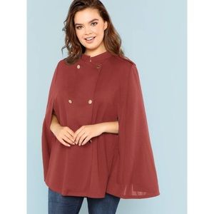 *NWOT* SHEIN Plus Double Breasted Solid Cape Coat